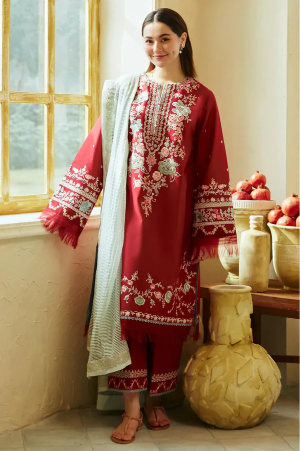 tanabana Premium Lawn Embroidered 3pc suit MC 1008
