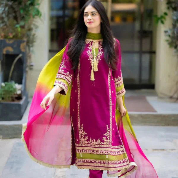 Lawn Embroidered 3pc suit HK 1002
